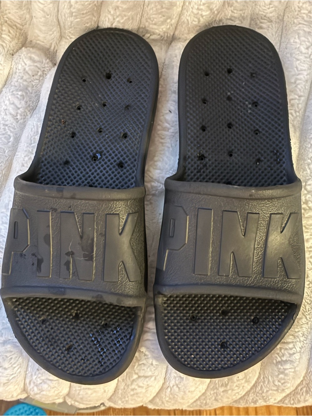PINK Victoria's Secret Women’s Slide Sandals in Charcoal Black